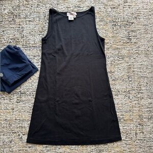 Philosophy Womens M Shift Tank Dress Knee Length Black Sleeveless Stretch Cotton